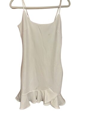 Hello Molly White Ruffle Hem Mini Dress